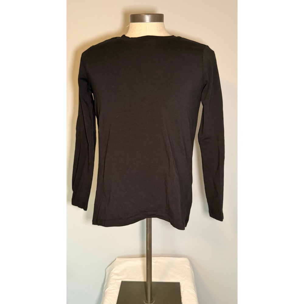 Zenana Black Long Sleeve Crewneck T Shirt Womens XL Cotton Blend Basic